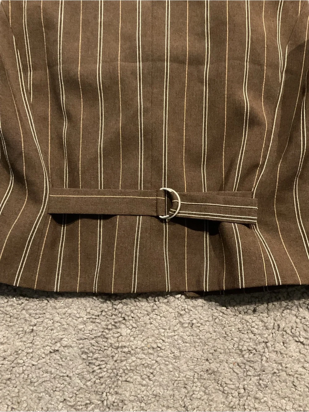 New York & Company Striped Brown Button Up Dress Vest Y2K Suit Work sz 4